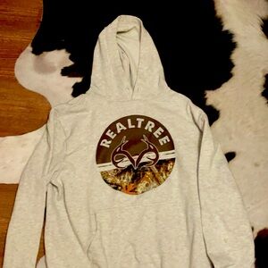 Real Tree Unisex Crème Hoodie Size L 100% Cotton Hoodie
